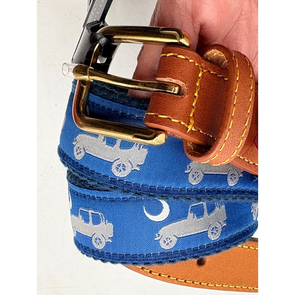 Simply Southern Belt Mens 34 Blue Excellent Off-Road Vehicle Ribbon Canvas NWT